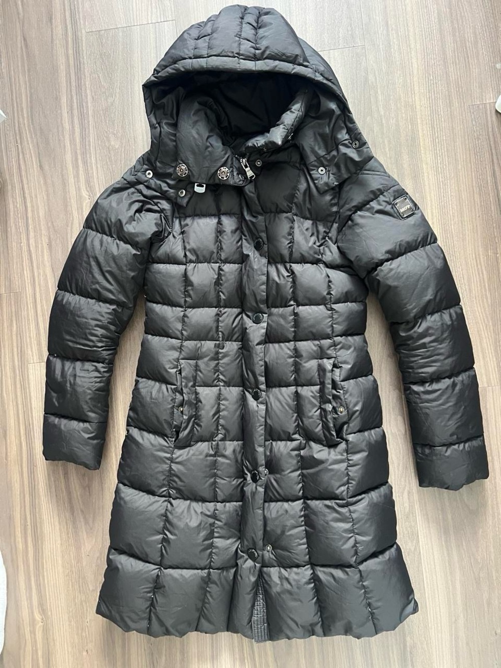 Marc O'Polo Women's Black Hooded Down Puffer Coat Full Zip Mid-Length